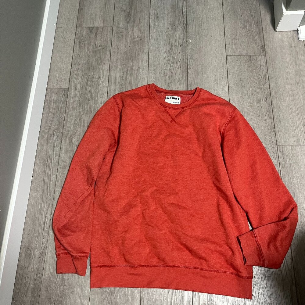 Old Navy Mens Crew Neck Coral Red/Orange Long Sleeve Sweater L Size Large
